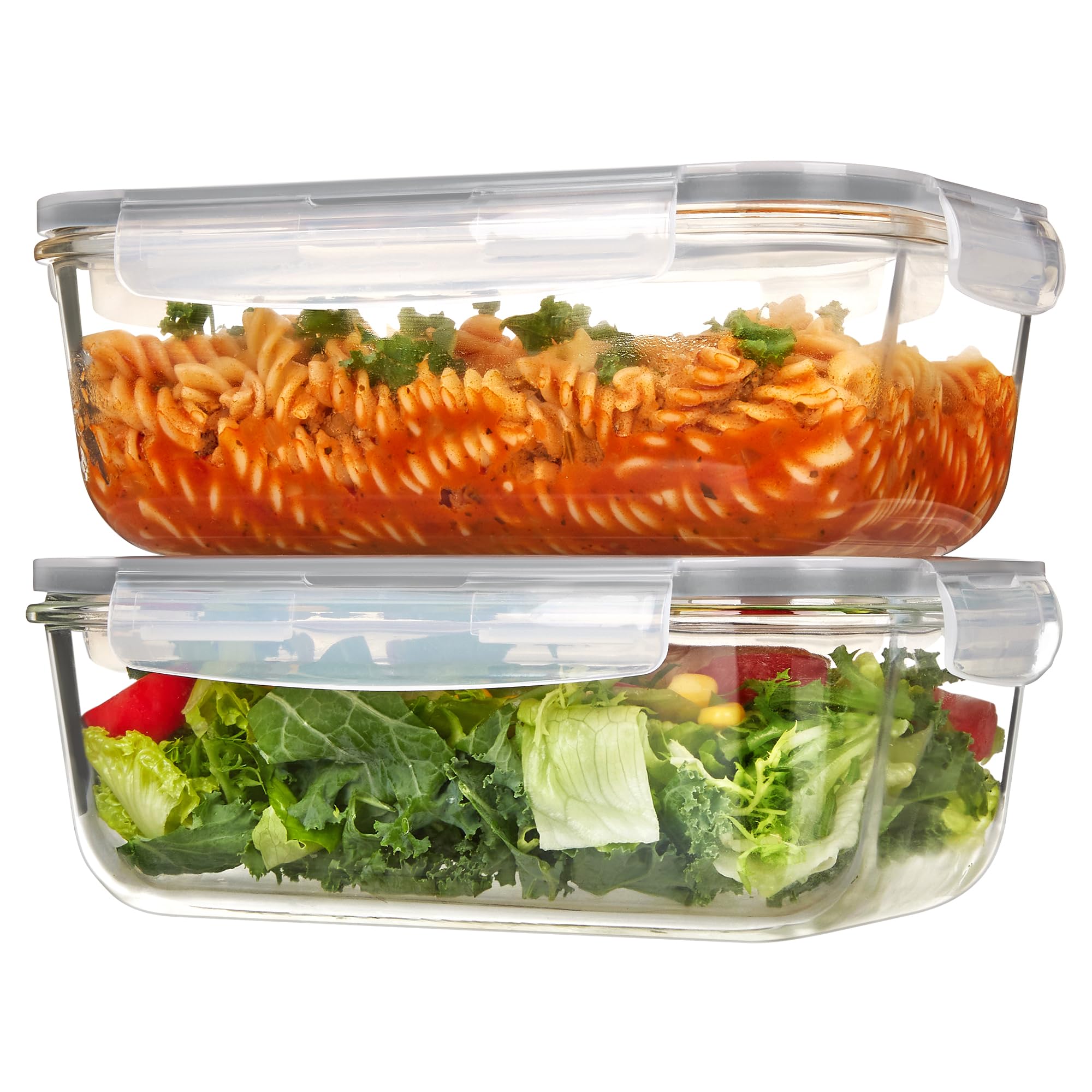 Vtopmart 63oz glass storage container with lid, wide opening ideal for meal prep.