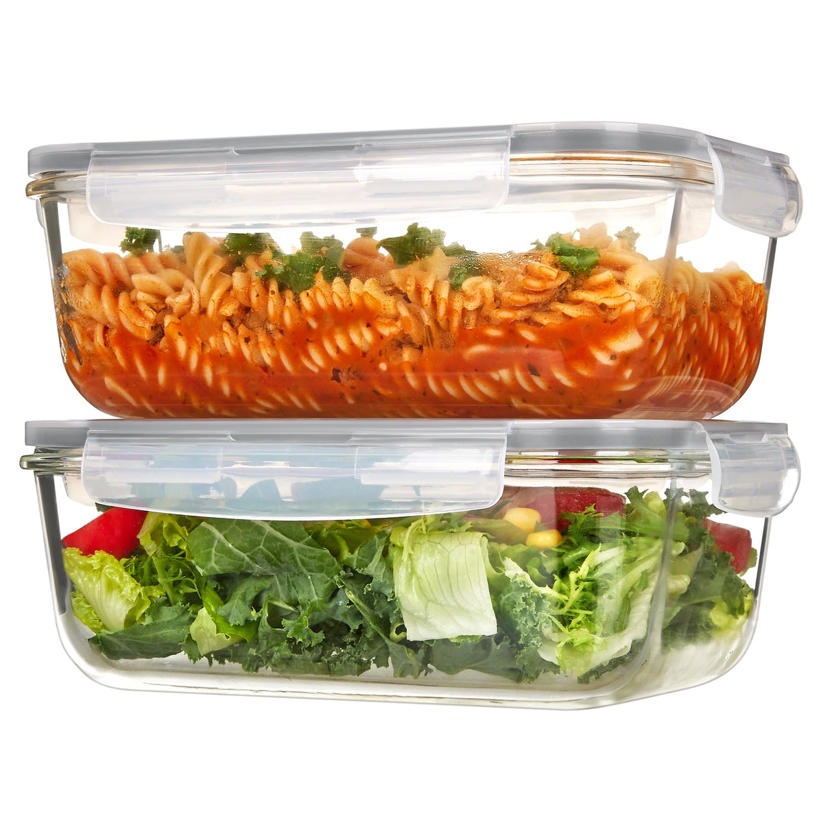 Vtopmart 63oz glass storage container with lid, wide opening ideal for meal prep.
