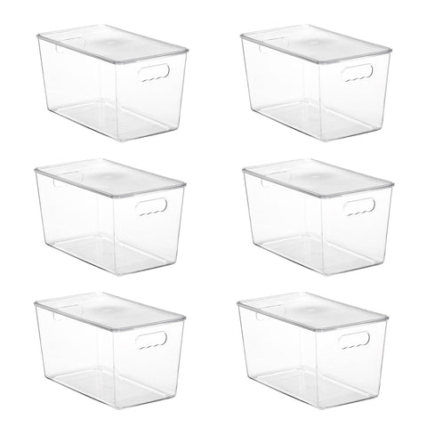 Vtopmart 6-pack clear stackable bins — front view for quick pantry organization.
