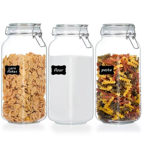 Vtopmart 78oz square mason jar in a 3-pack ready for flour or sugar storage.