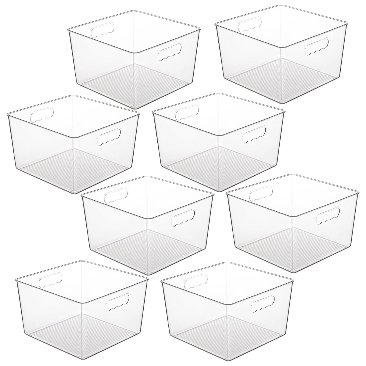Vtopmart 8-pack clear storage bin with 11x11 opening for pantry organization.