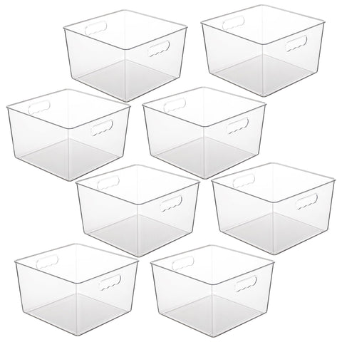 Vtopmart 8-pack clear storage bin with 11x11 opening for pantry organization.