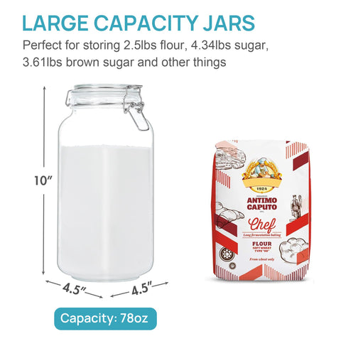 Vtopmart airtight clamp lids seal dry ingredients securely.