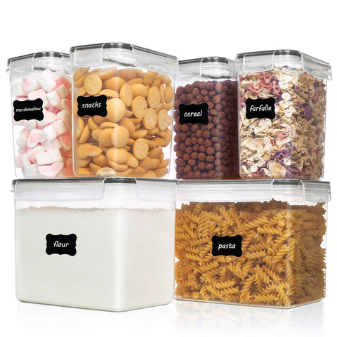 Vtopmart airtight containers 6-piece set keep pantry staples fresh and organized.