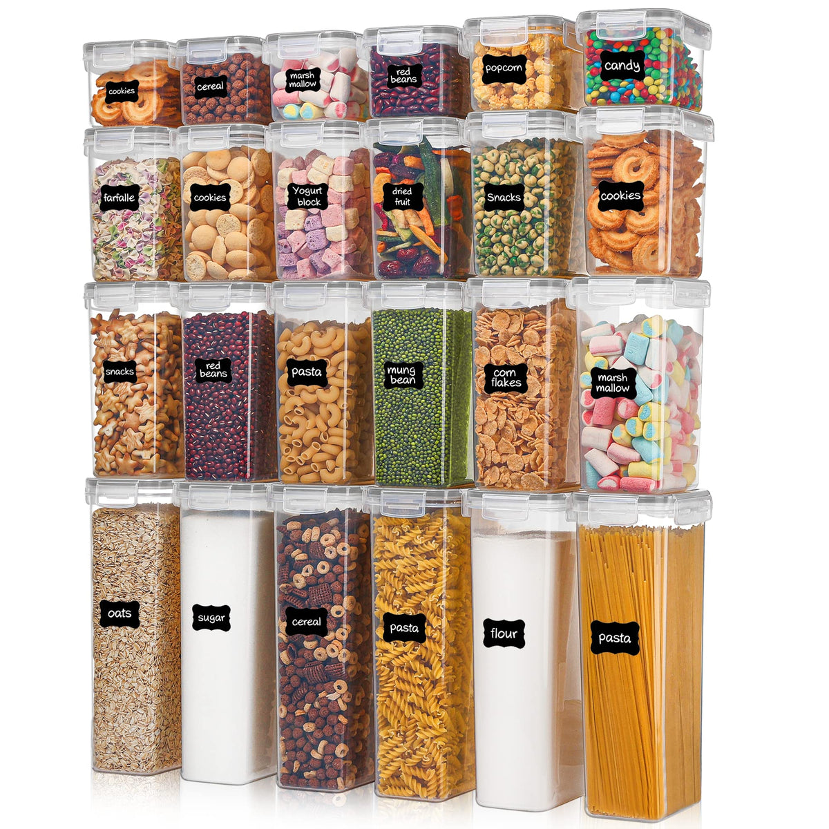 Vtopmart airtight containers with lids stacked neatly for quick access and freshness.