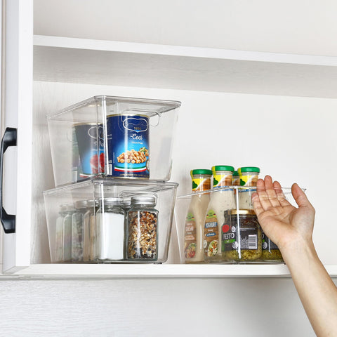 Vtopmart bin in a kitchen cabinet keeping essentials organized.