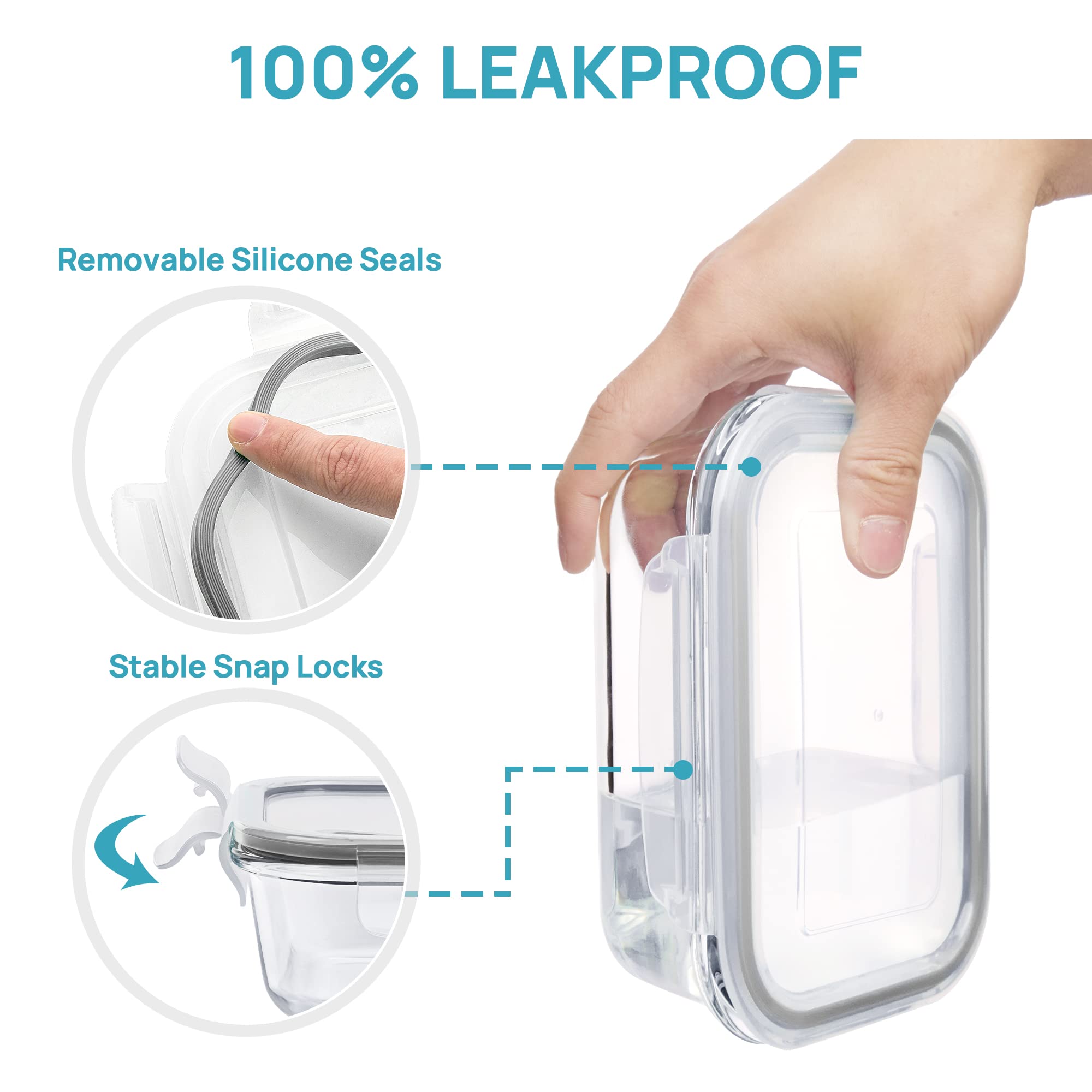 Vtopmart BPA-free crystal-clear glass keeps contents visible and clean