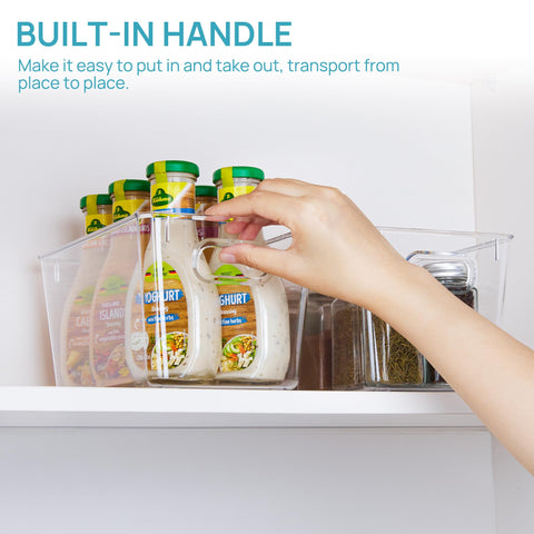 Vtopmart cabinet and shelf storage bin fits deep shelves.