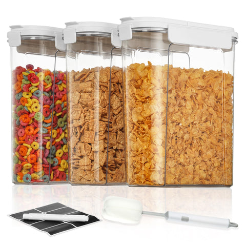 Vtopmart cereal containers on a pantry shelf for organized storage