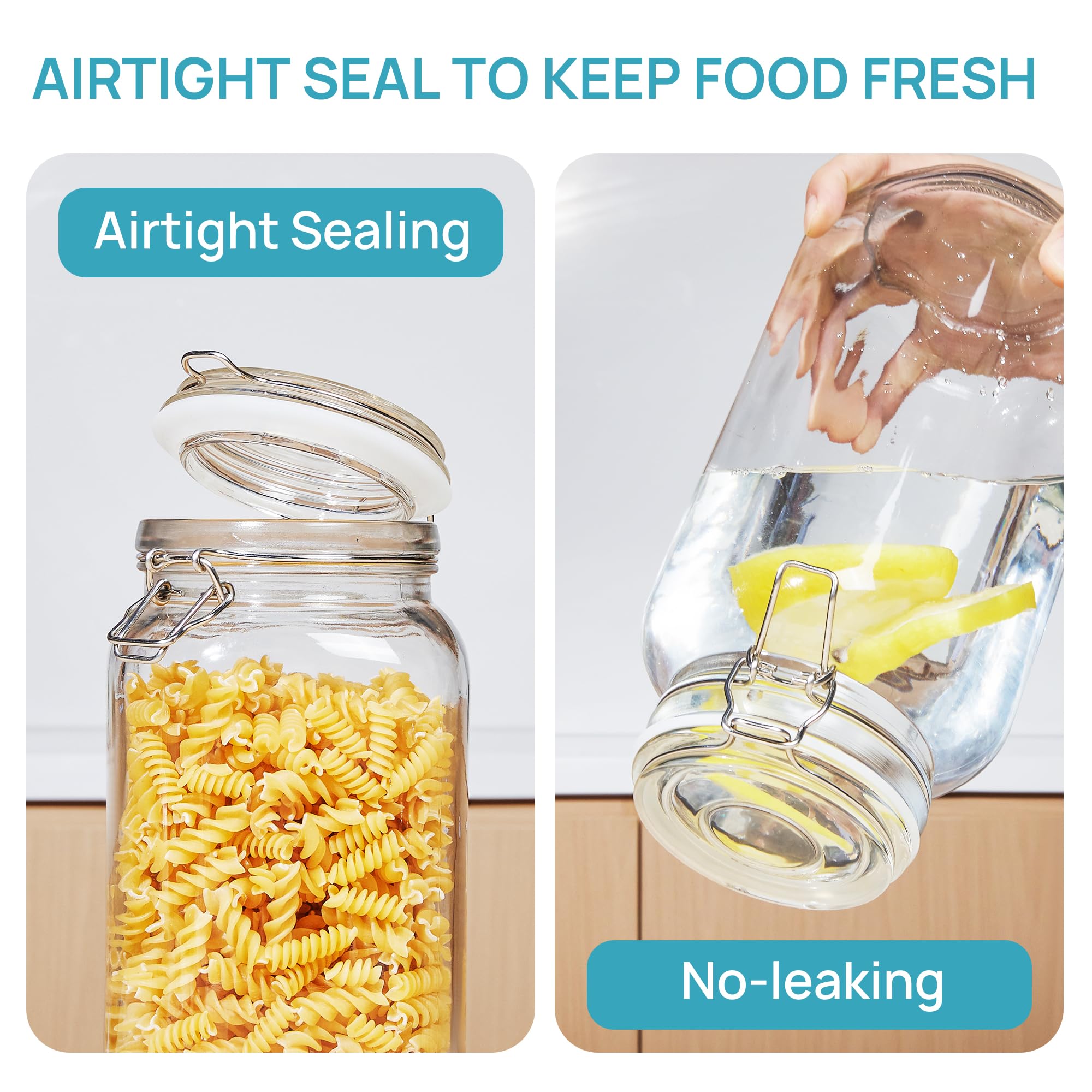 Vtopmart clear durable glass jar shows contents at a glance.