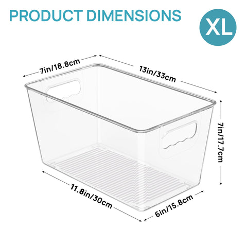 Vtopmart clear fridge bin with handles for easy access and tidy refrigeration