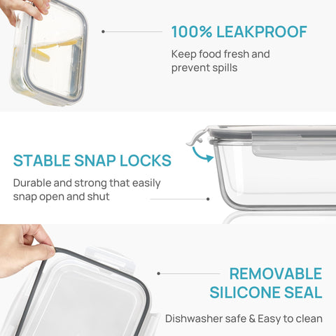 Vtopmart clear glass container set ideal for freezing leftovers and easy content identification.