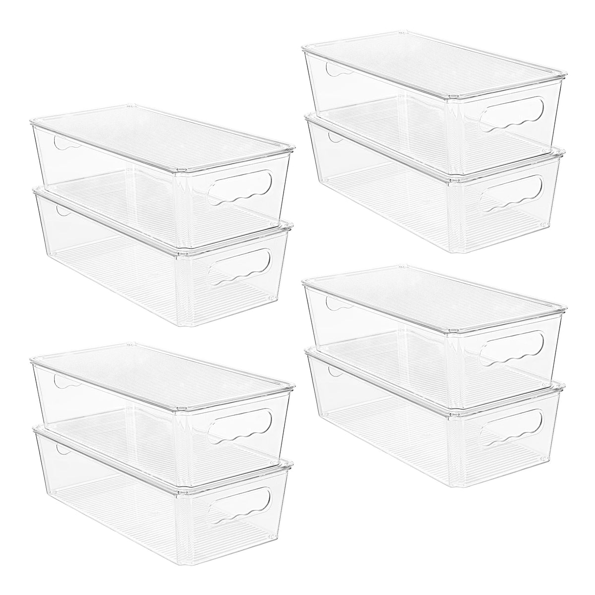 Vtopmart clear organizer bin with lid for fridge, easy access and visible contents.