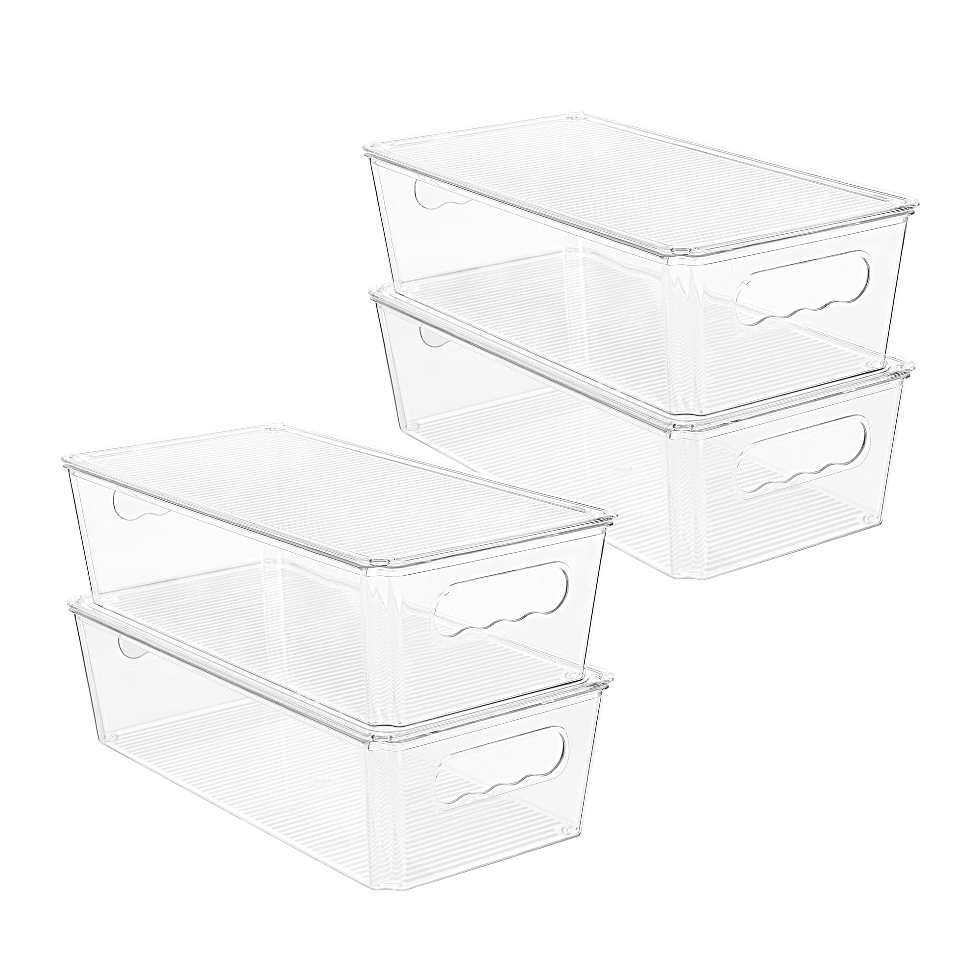 Vtopmart clear organizers with lids for stackable fridge storage and easy viewing
