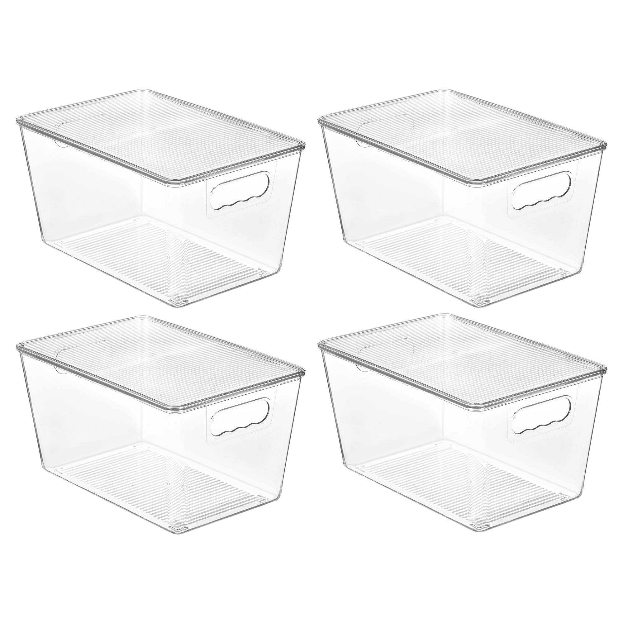 Vtopmart clear stackable bin front view for easy pantry access