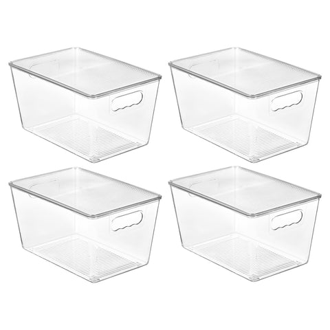 Vtopmart clear stackable bin front view for easy pantry access