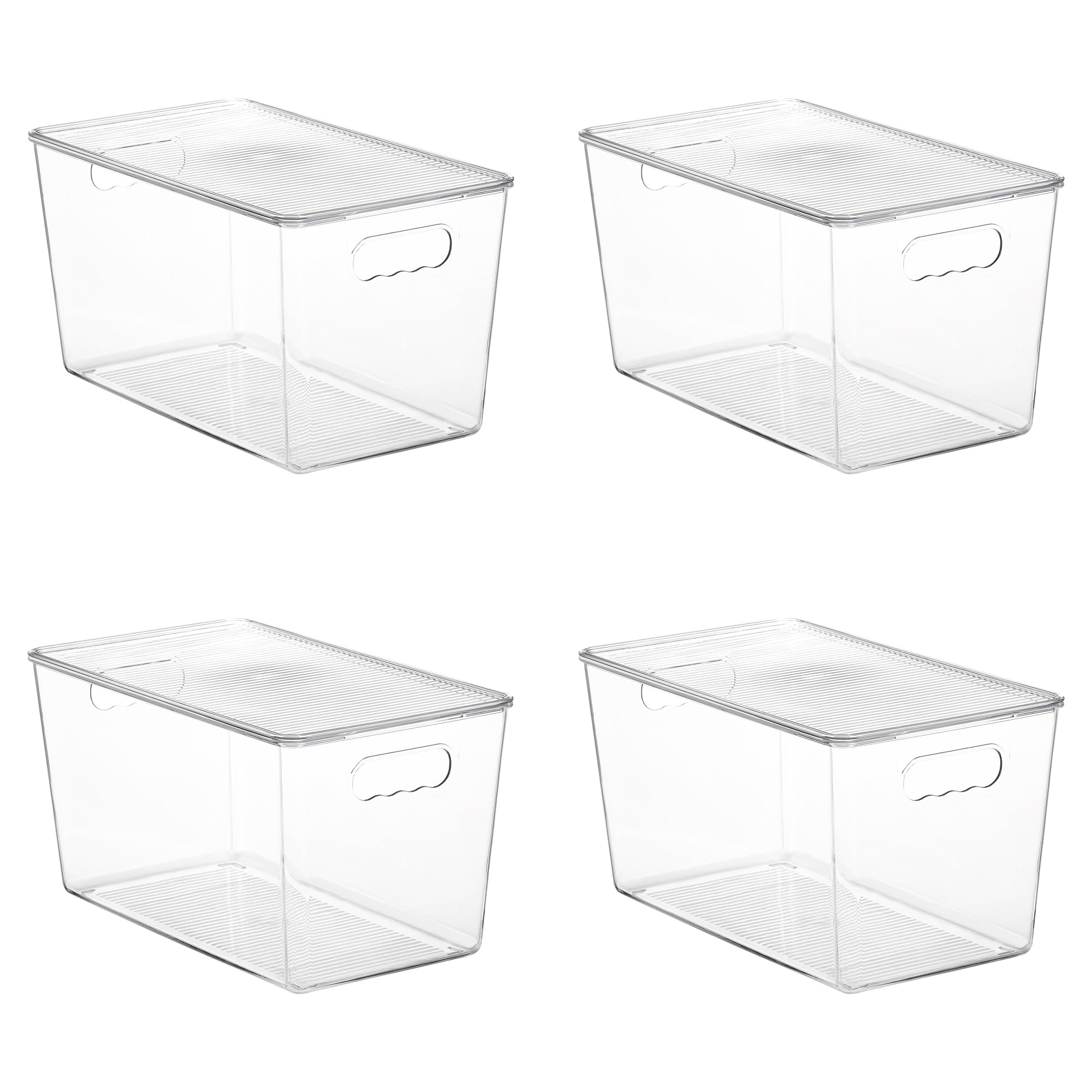 Vtopmart clear stackable bin with lid showcases pantry organization and easy access.