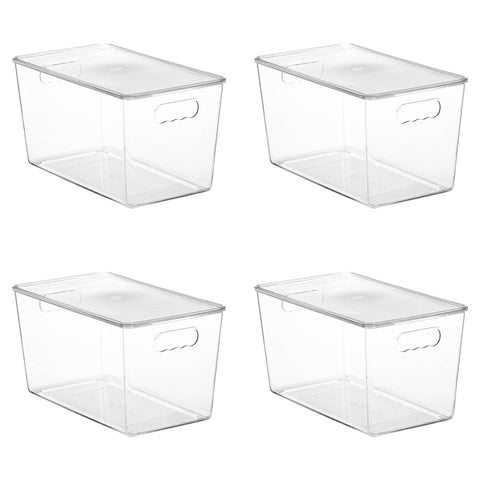 Vtopmart clear stackable bin with lid showcases pantry organization and easy access.