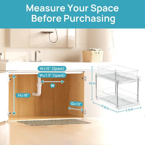 Vtopmart clear vanity organizer offers visibility for cosmetics and toiletries.