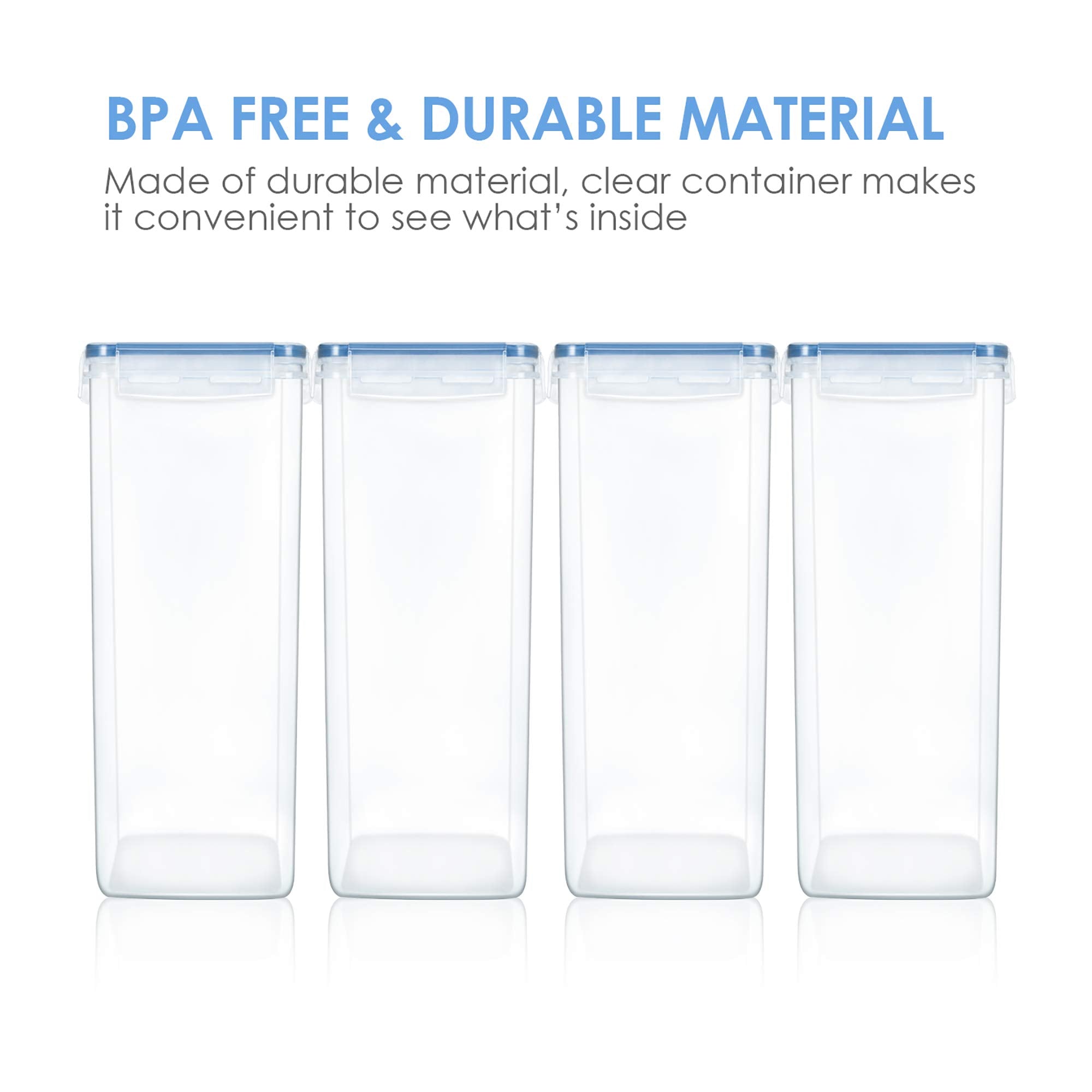 Vtopmart stackable design lid container maximizes shelf space in tight pantries.