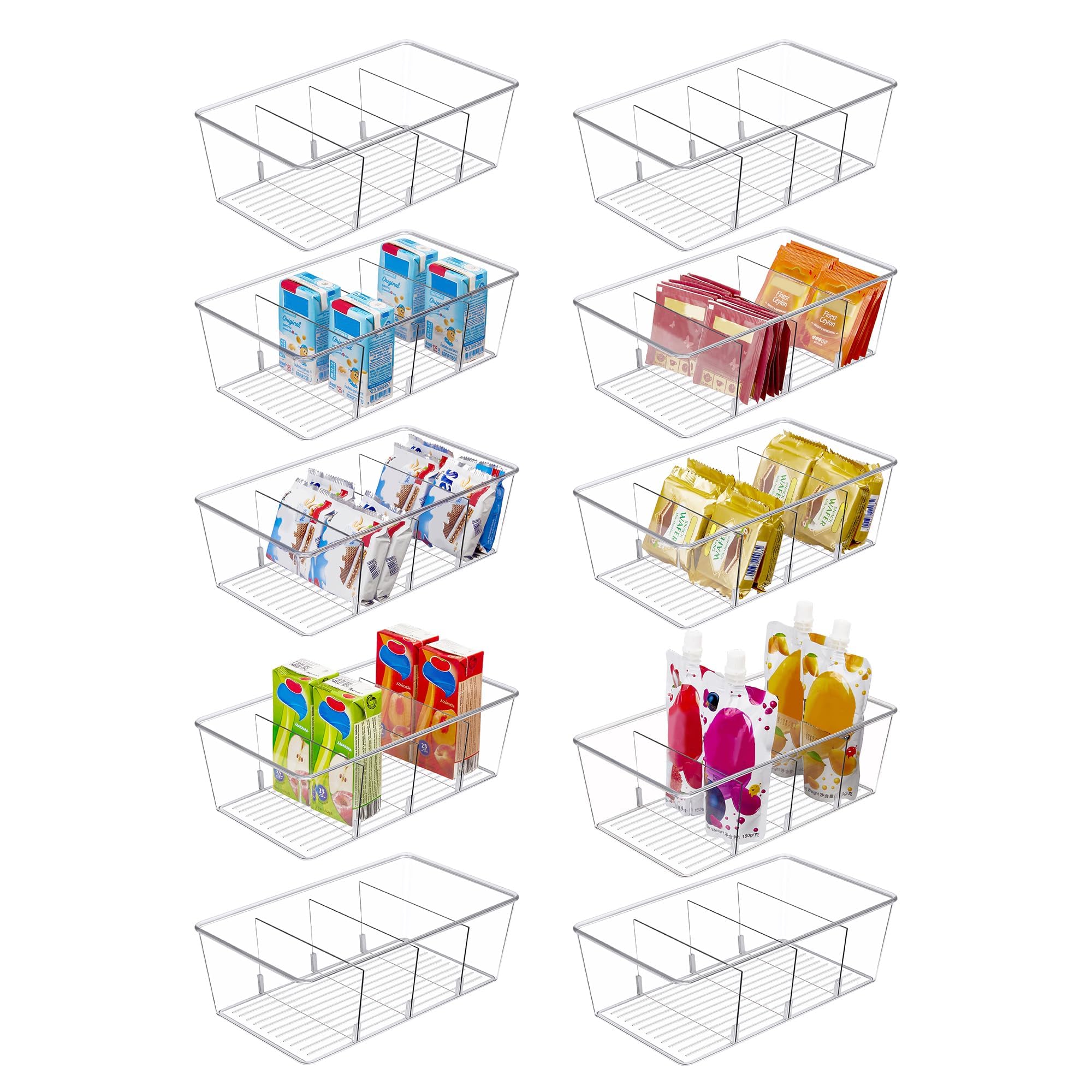 Vtopmart food packet organizer bin in crystal-clear plastic for quick access