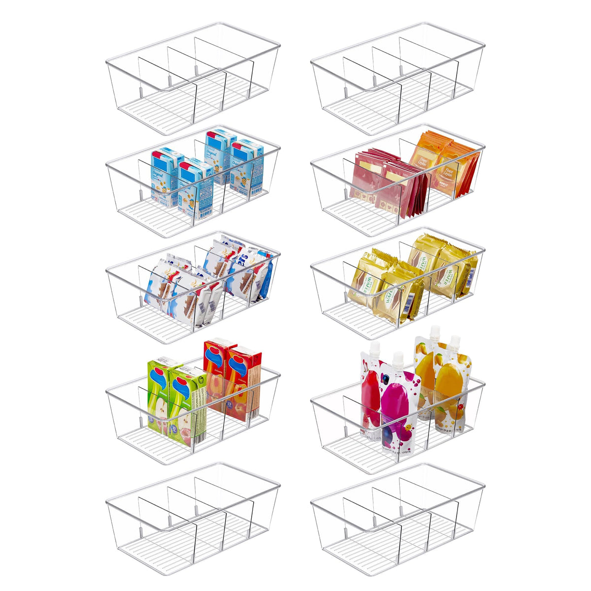Vtopmart food packet organizer bin in crystal-clear plastic for quick access