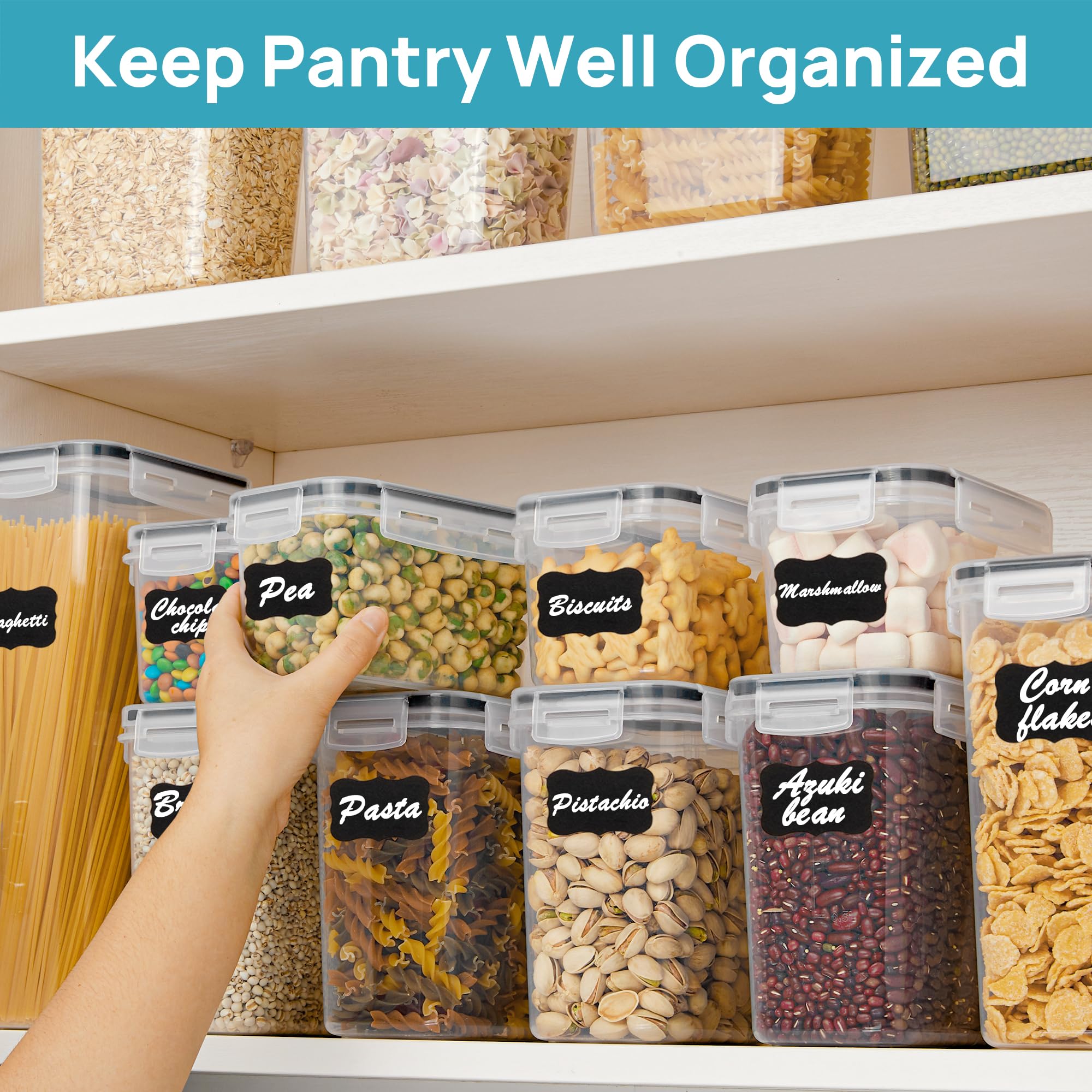 Four-size Vtopmart lineup displaying different capacities for dry goods.
