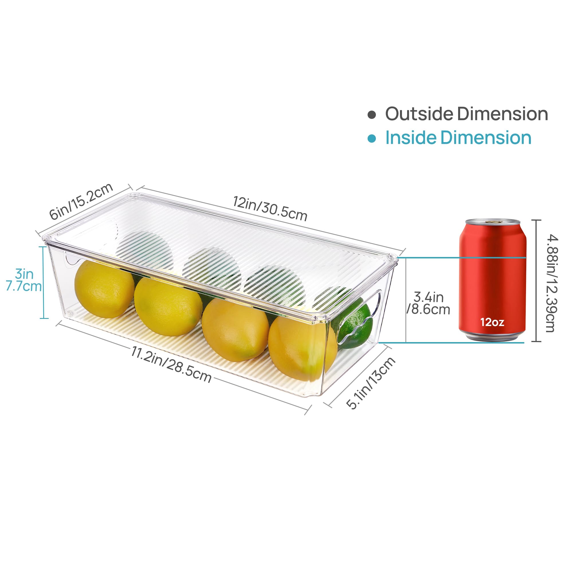 Vtopmart fridge bin with handles for easy pull-out access and tidy shelves