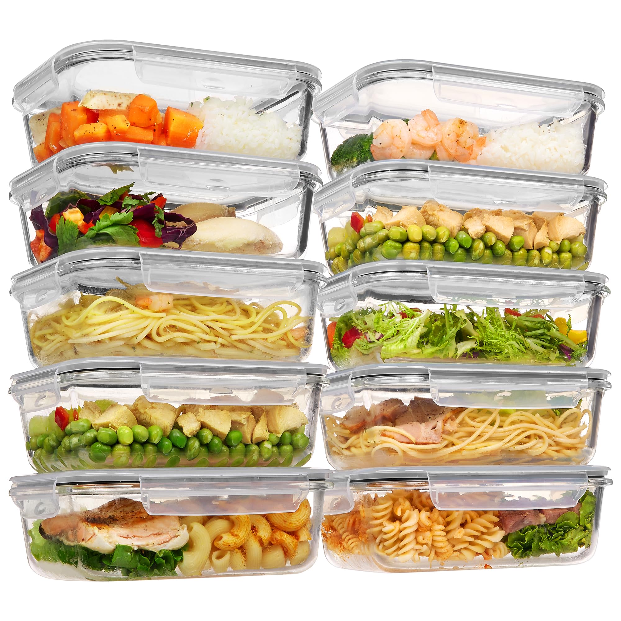 Vtopmart glass 35oz containers 10-pack on countertop for easy meal prep