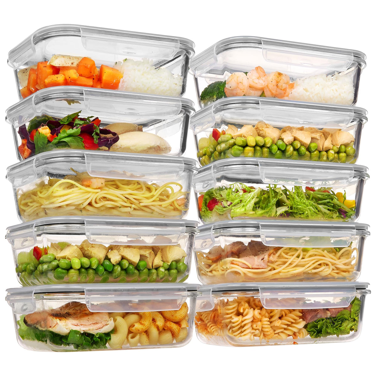 Vtopmart glass 35oz containers 10-pack on countertop for easy meal prep