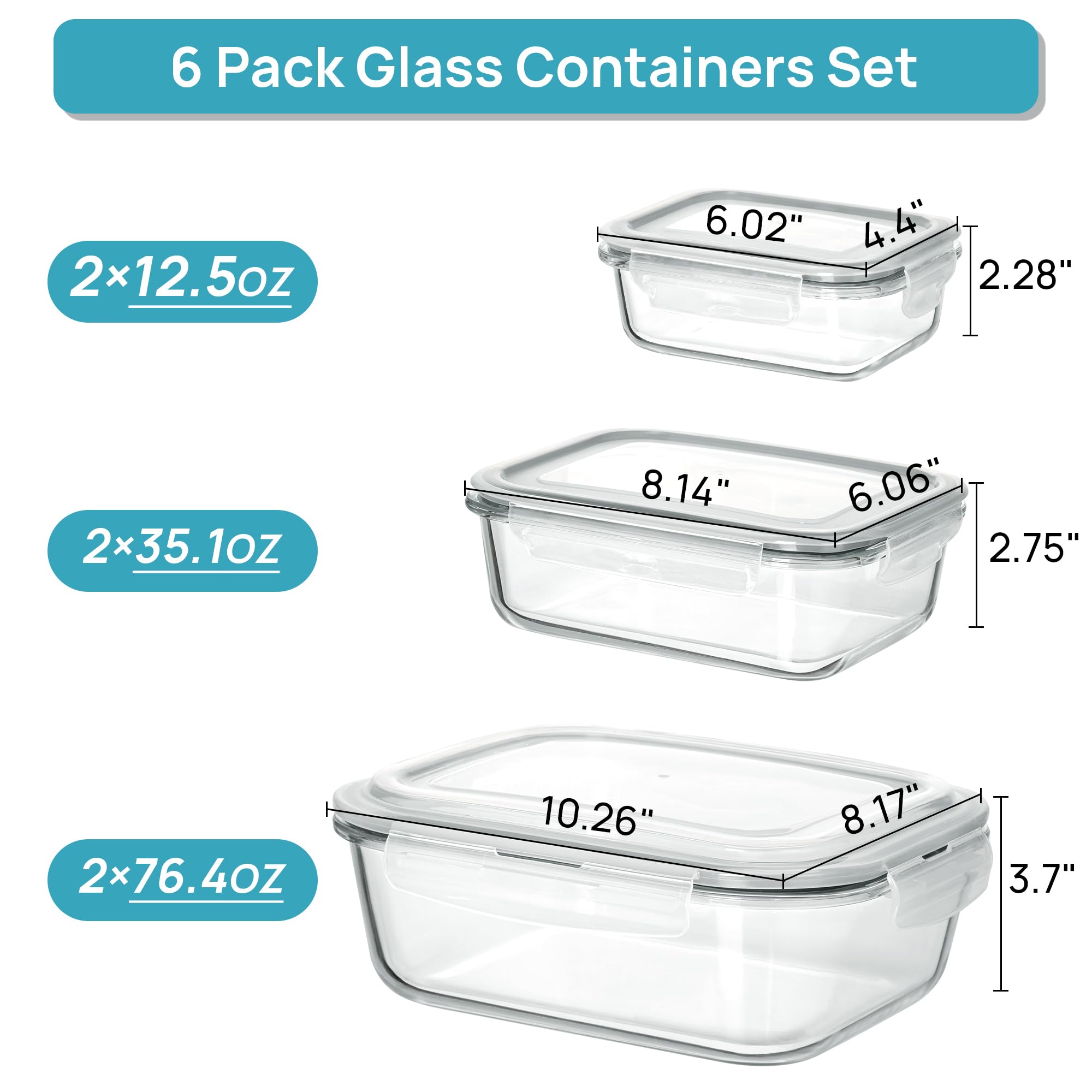 Vtopmart glass container with snug lid for secure food storage.