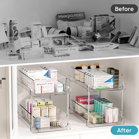 Vtopmart versatile organizer for kitchen pantry, cosmetics, snacks and bottles.