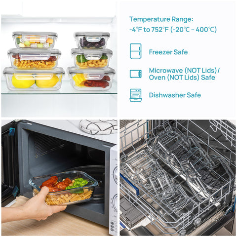 Vtopmart oven-safe borosilicate glass containers suitable for reheating meals