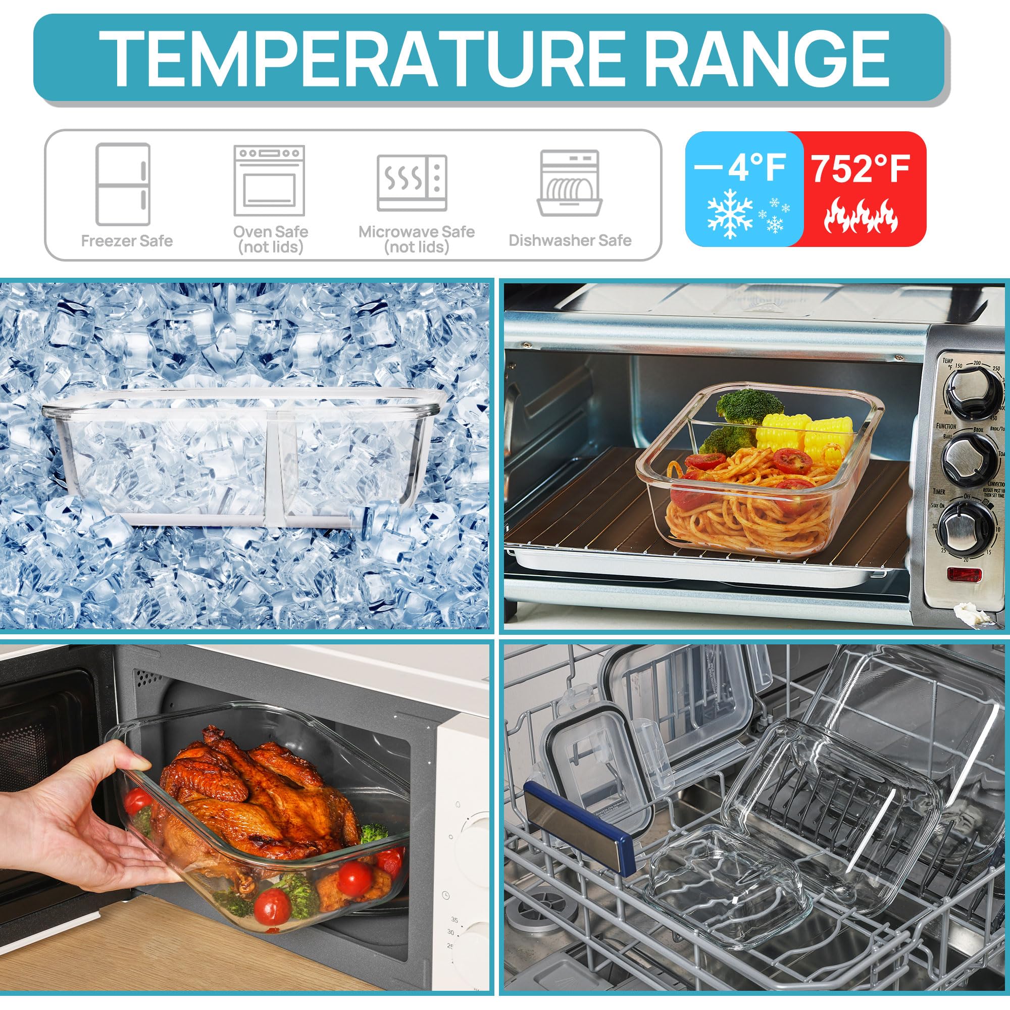Vtopmart oven-safe glass food storage for reheating and baking.