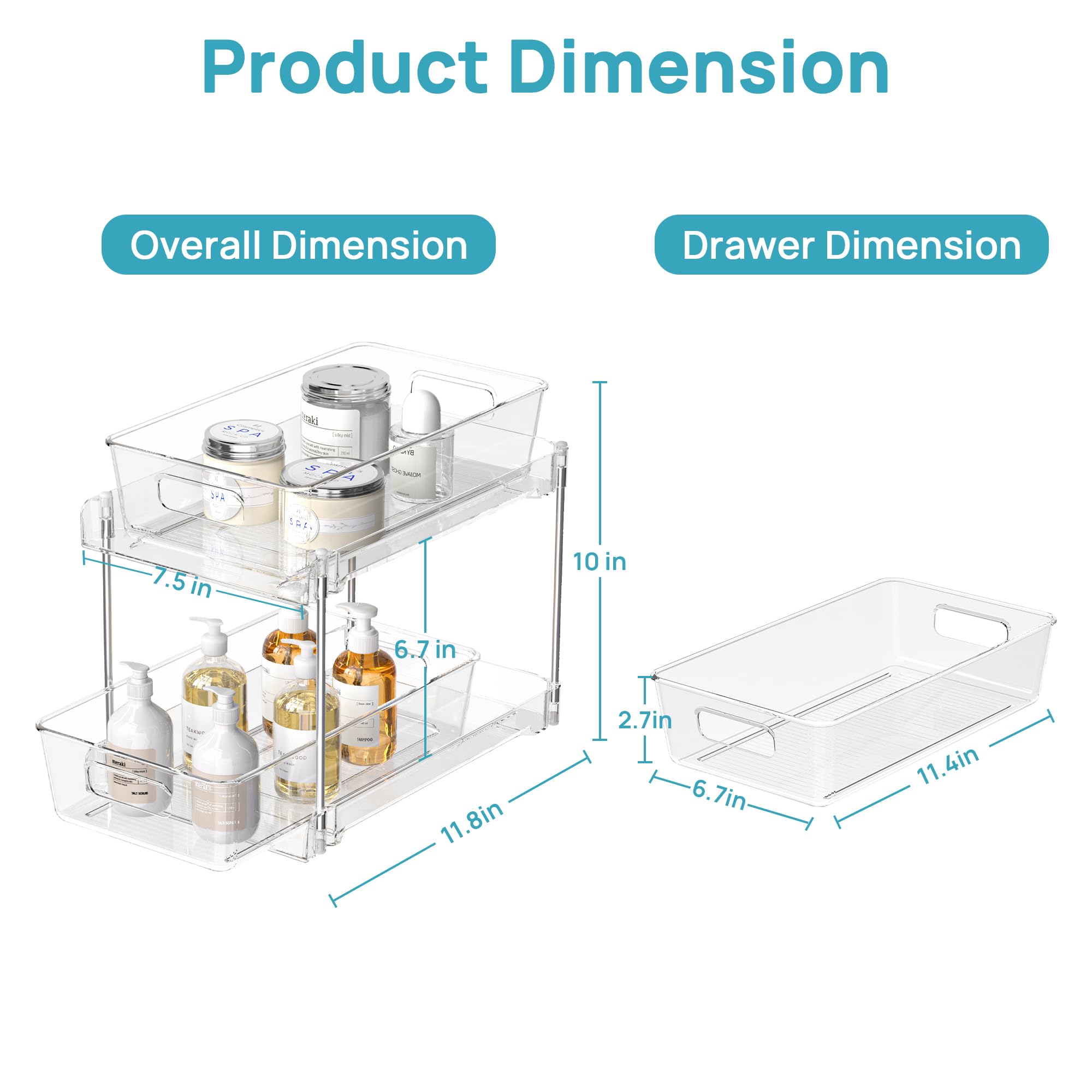 Vtopmart pull-out track system keeps items accessible in tight spaces.