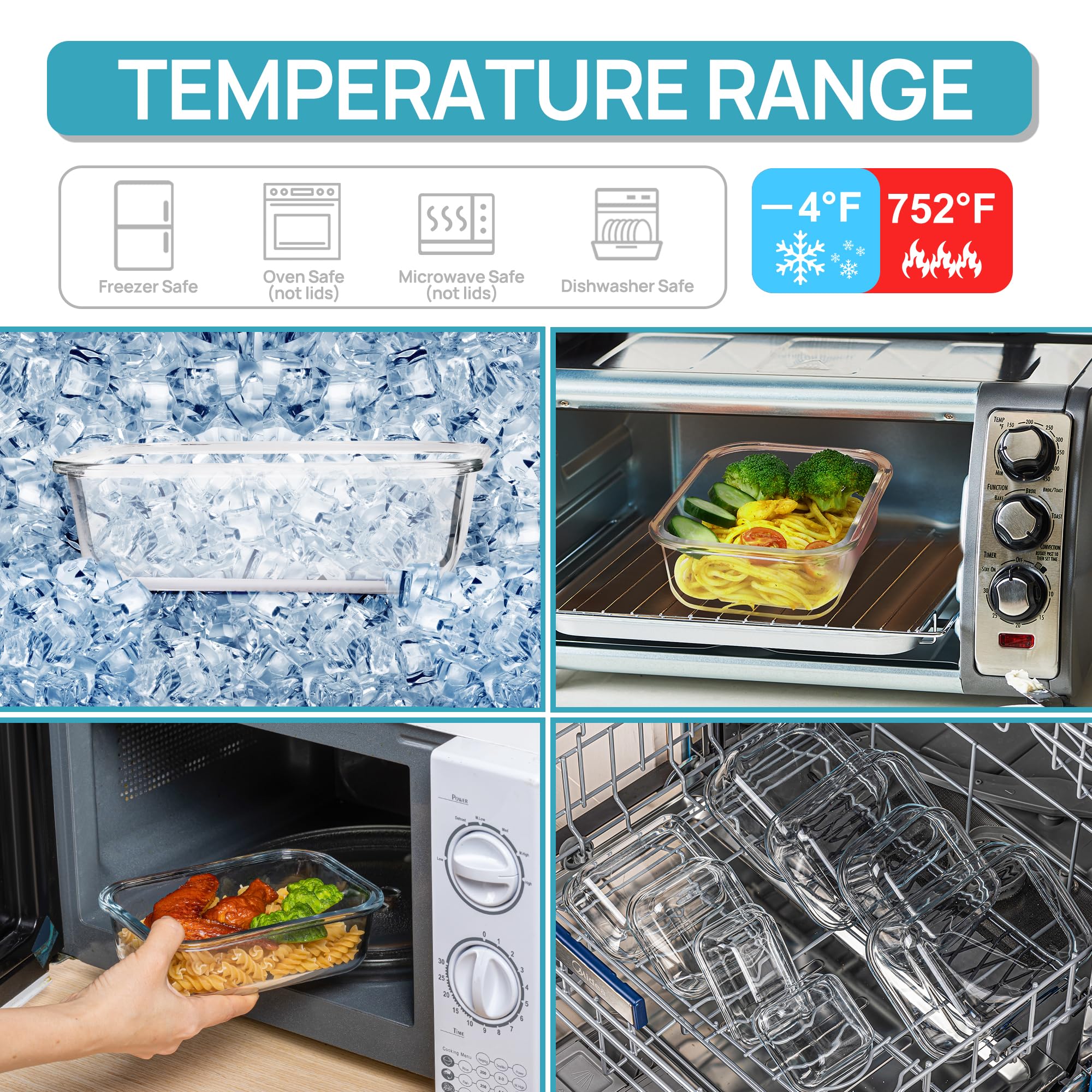 Vtopmart rectangle 21oz container with leakproof lid prevents spills during transport.