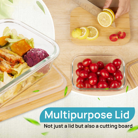 Vtopmart rectangular 22oz glass container, ideal for portions and snacks.