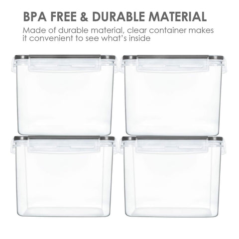 Vtopmart side-locking lids with silicone gasket seal contents against moisture.