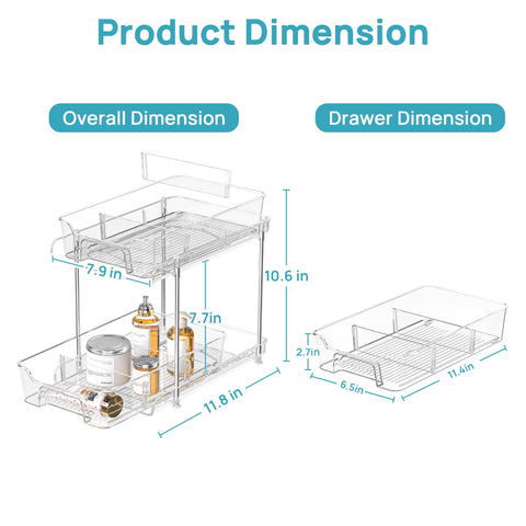 Vtopmart sliding drawer two-tier organizer showing clear visibility