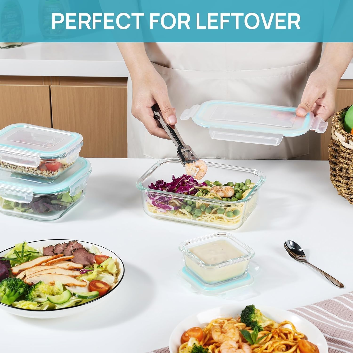 Vtopmart square 17.6oz container suitable for leftovers and fridge-to-desk meals