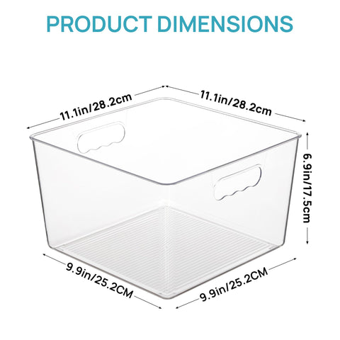 Vtopmart square storage bin with handle enables easy pull from cabinet.