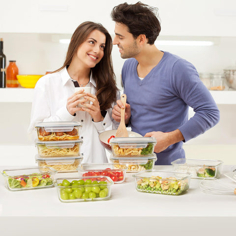 Stackable Vtopmart containers saving fridge space and organizing shelves