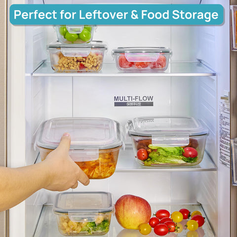 Vtopmart stackable glass containers save fridge space.