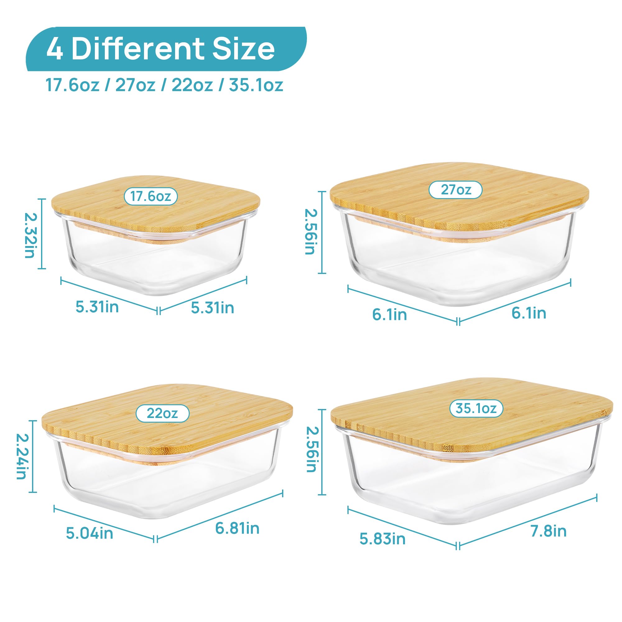 Vtopmart stackable glass containers save cabinet space and simplify meal prep.