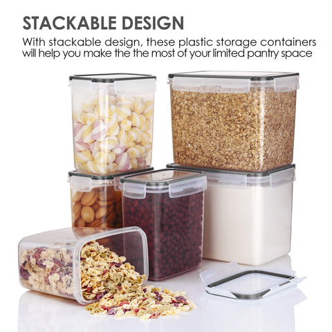 Vtopmart stackable kitchen containers maximize cabinet space.