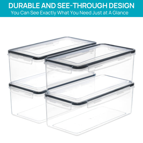 Vtopmart stackable pantry containers save shelf space in crowded pantries.