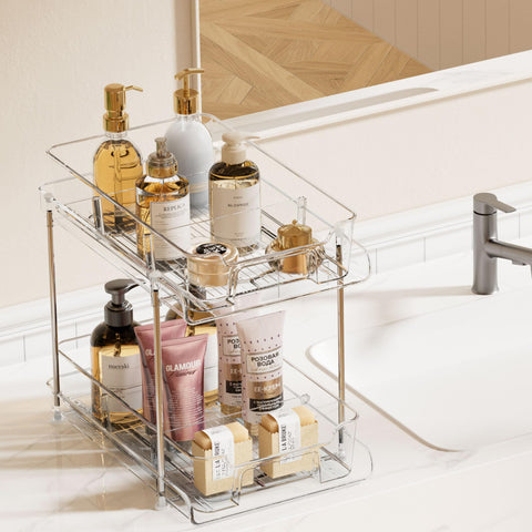 Vtopmart two-tier drawers with track locking keeps items secure