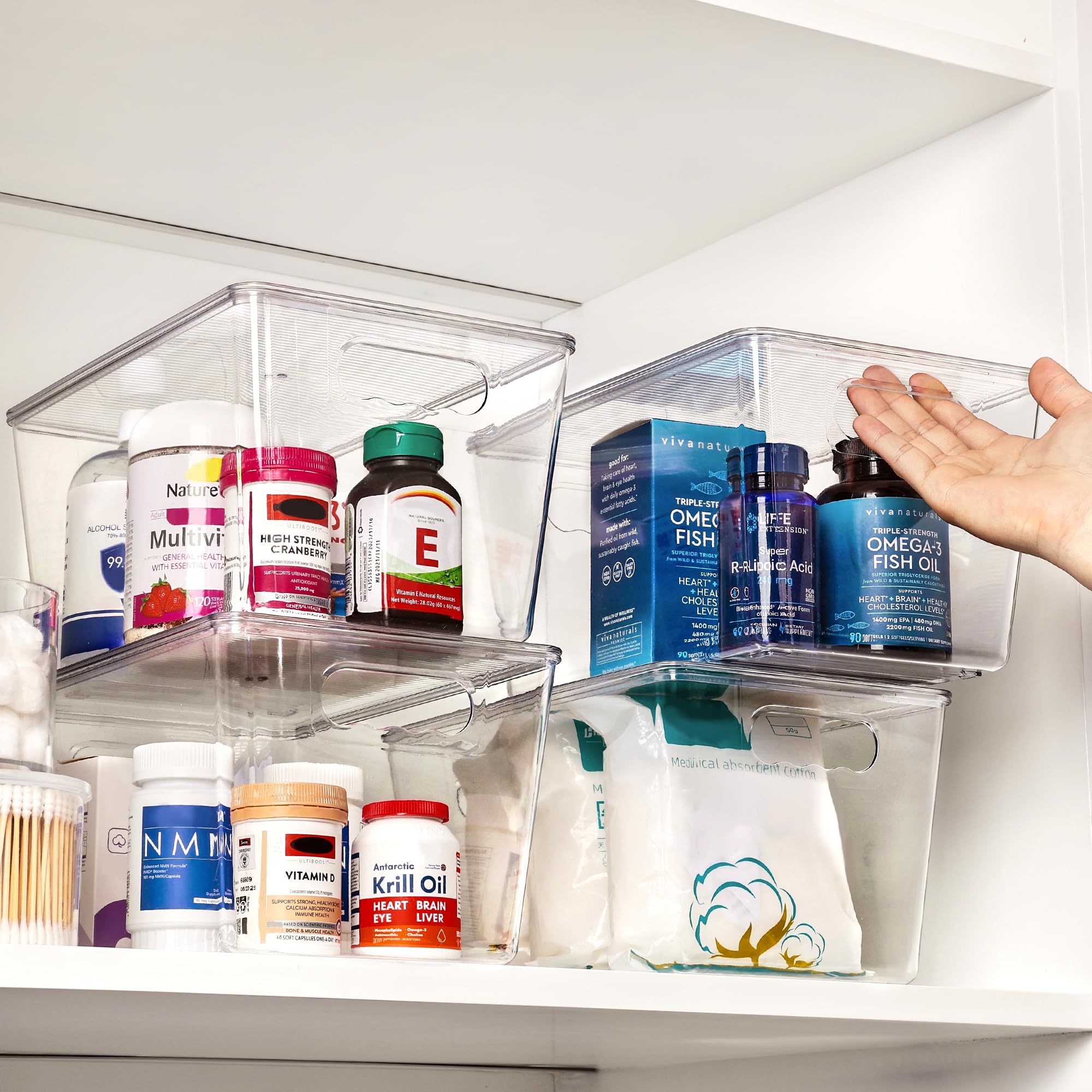 Vtopmart transparent bin showing contents and easy identification.