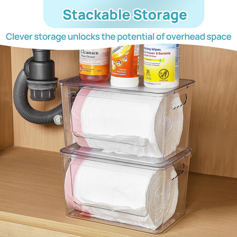 Vtopmart stackable design saves vertical space under sinks.