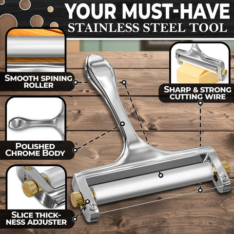 V Tower slicer featuring thickness adjuster for controlled slice thickness